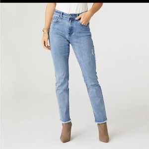 Coco + Carmen EverStretch Straight Jeans with Raw Bottom - Light Denim